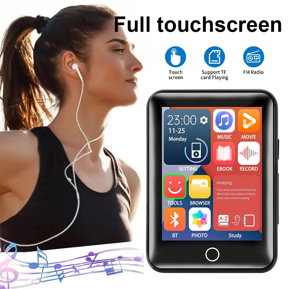 4-128G Portable MP3 MP4  Mini Bluetooth Portable Music Player 2.5 Inch Full Screen HIFI Sound Touch Screen Players For Walkman