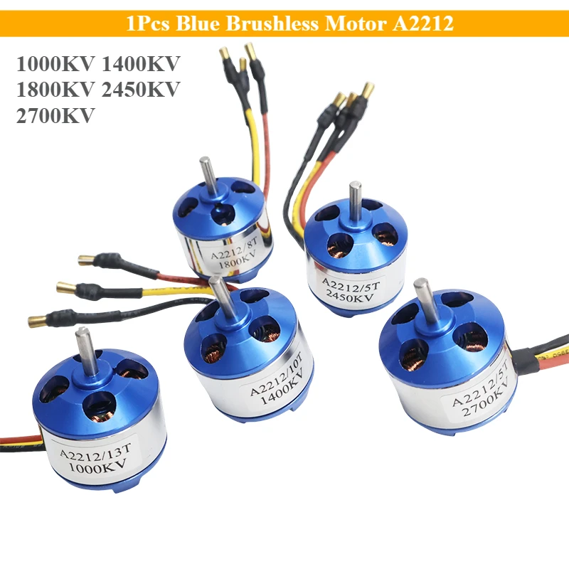 Blauer Brushless Motor A2212 1000KV 1400KV 1800KV 2450KV 2700KV für RC-Flugzeuge, Multirotor-Flugzeuge, Brushless Außenläufermotor zum Selberbauen