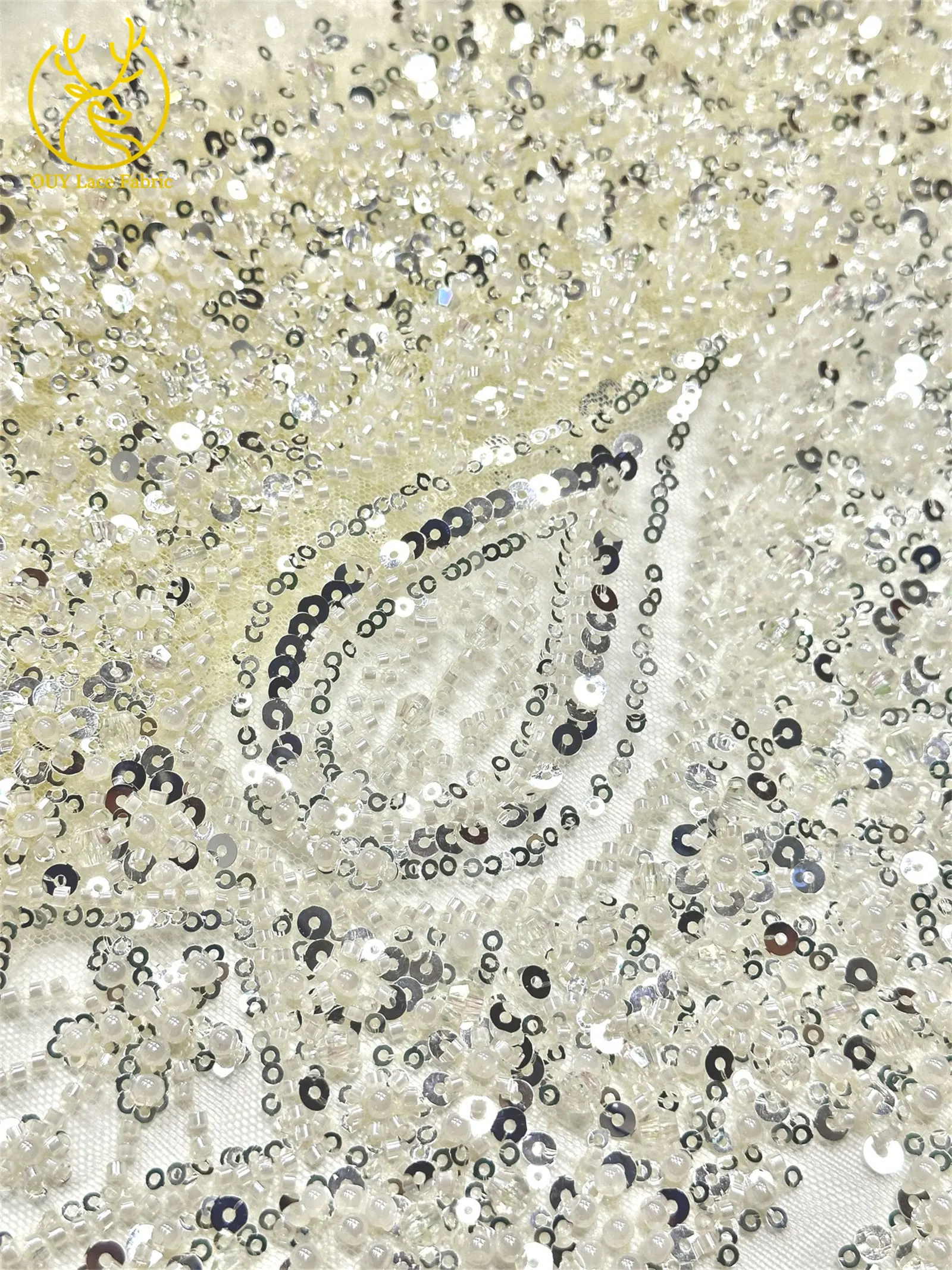 Neues Design Afrikanischer Bräutigam Stickerei-Perlen-Spitzenstoff Hochwertiger Französischer Pailletten-Netzstoff Nigerianisches Damen-Abendkleid – Detail 15