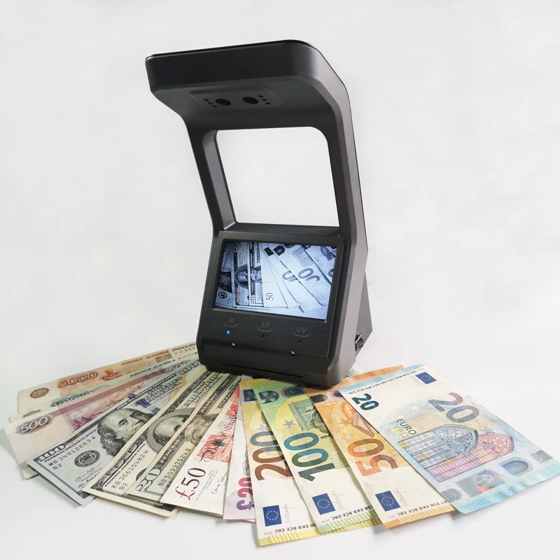 V80 850nm  IR Money Detector UV Light Fake Notes Detecting Machine With 3D Vision High Quality Cash Checker
