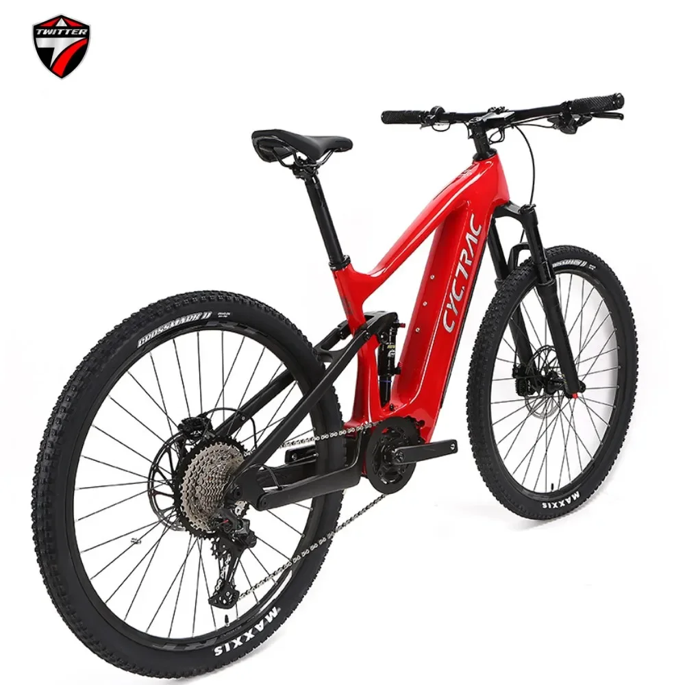 TWITTER EM10 e bike 12S Oil Disc Brakes M600 Mid Motor 48V500W 27.5/29in carbon fiber full suspension soft tail electric bicycle