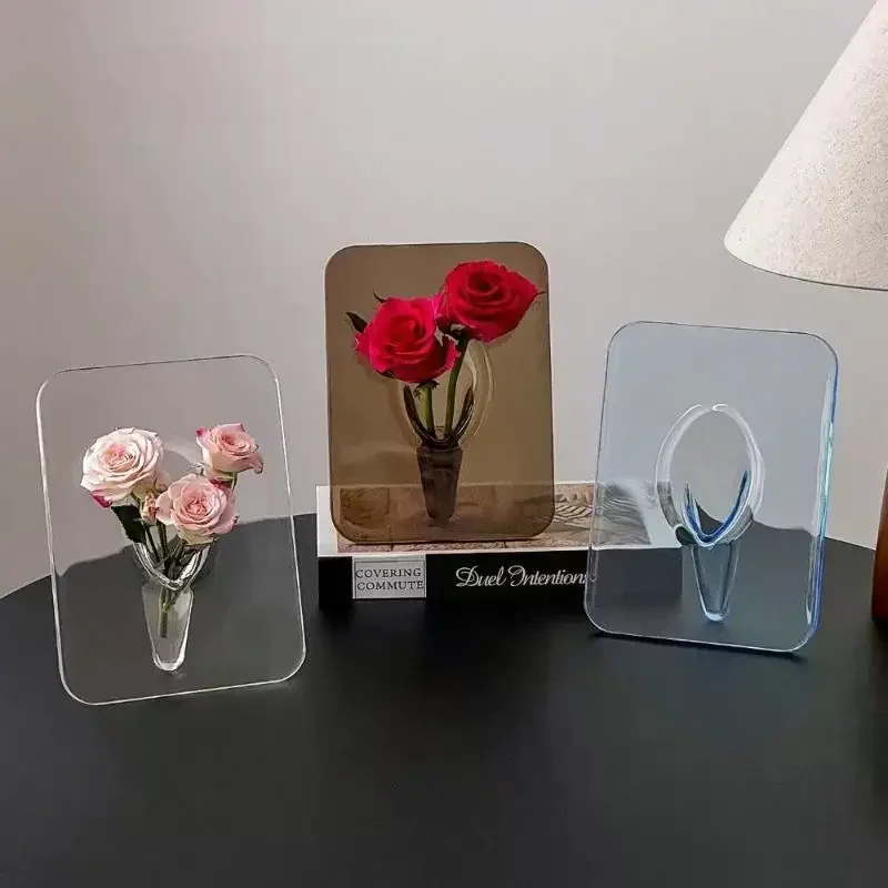 Instagram-Style Photo Frame Vase Simple Transparent Acrylic For Hydroponic Flower Arrangement Entryway Vase Living Room Ornament