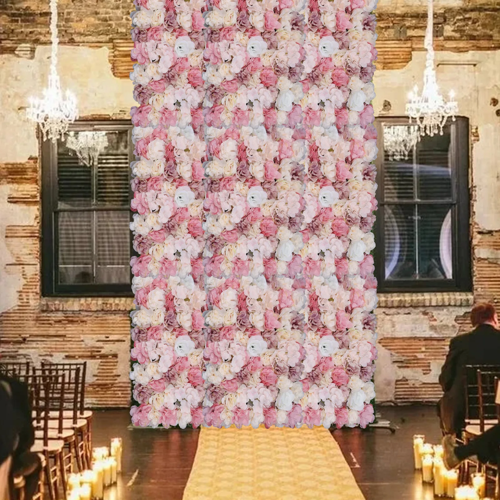 Silk Plastic Flower Walls Artificial Flower Wall Panels Wedding Party Background