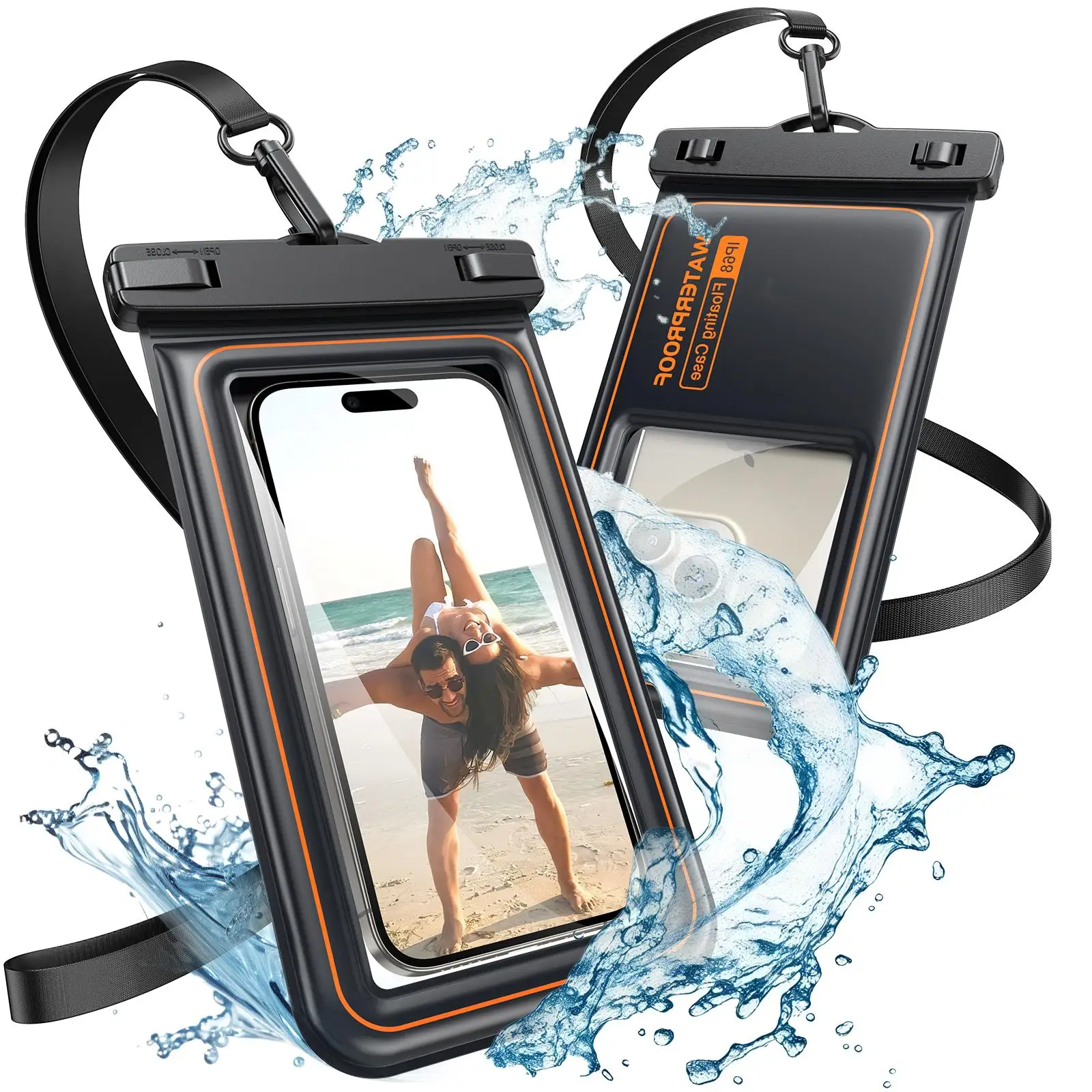 MINSLIS Waterproof Phone Pouch (2-Pack), BG01 IP68 Floating Waterproof Phone Case for iPhone 16 Pro Max, Dry Bag for Beach