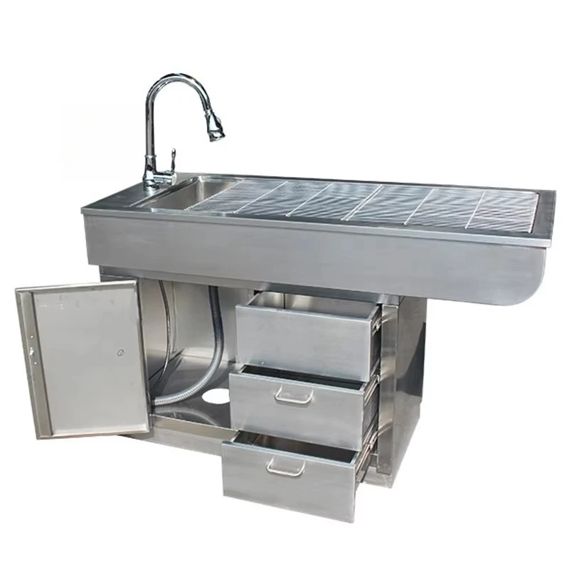 

Veterinary Equipment 304 Stainless Steel Multi-functional Vet Disposal Table Full Circular Bead Design for Animal Care