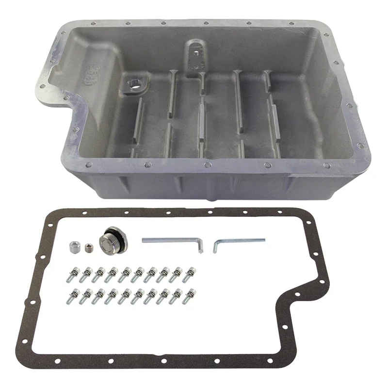 Bandeja profunda para Ford Super Duty 6.0/6.4L F250/F350 03-10 transmisión Powerstroke 5R110 de alto rendimiento resistente negro/plateado