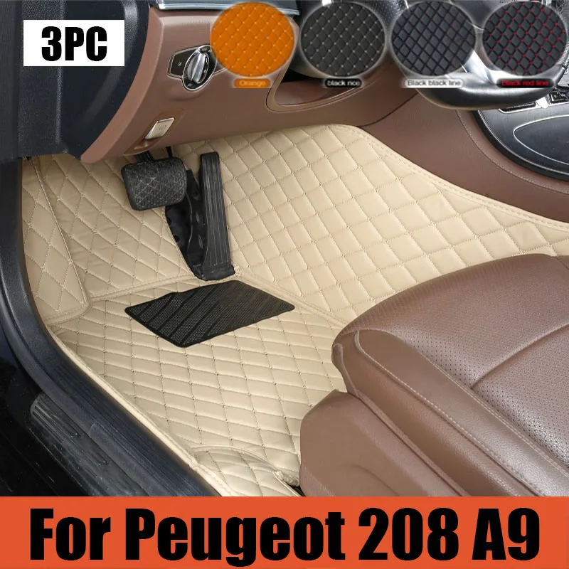 

Car Floor Mats For Peugeot 208 A9 2012~2018 Carpets Luxury Leather Mat Durable Rugs Anti Dirty Pad Set Car trunk mat 2013 2014