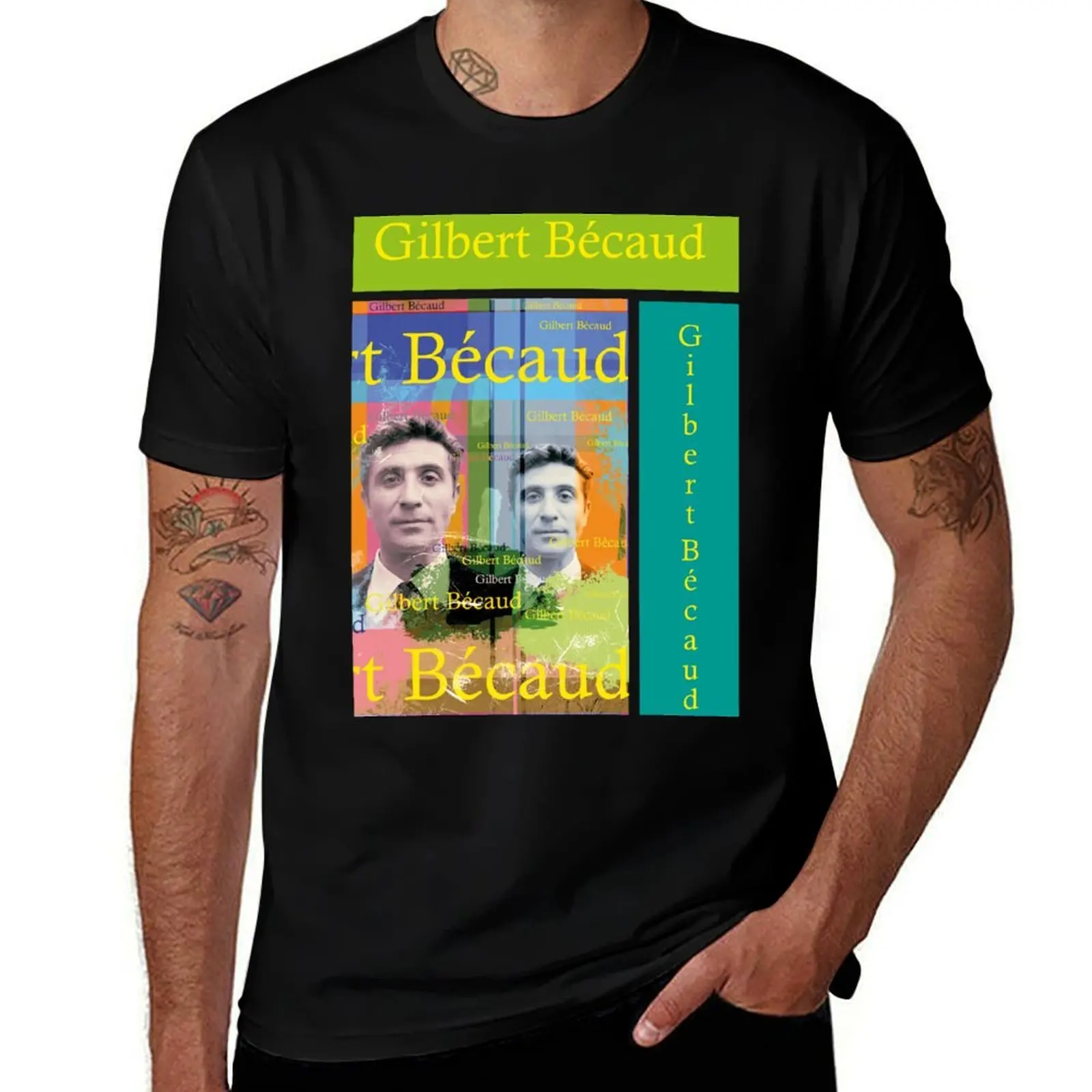 Gilbert Becaud Portrait T-Shirt Basic Simple Casual Short Sleeve Tee T-Shirt