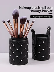 1pcs black rivet buckle makeup brush storage cylinder dustproof makeup brush storage brush bucket portable makeup storage tool