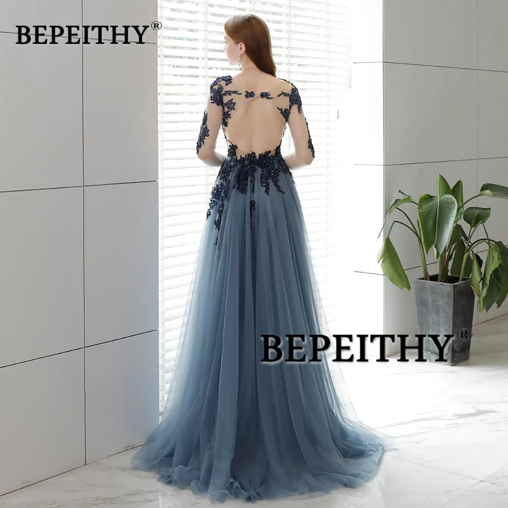 BEPEITHY Open Back A-line Prom Dress Full Sleeves Vintage Lace Robe De Soirée Customized Vestido Elegante Mujer Para Fiesta 2023