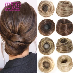 WTB Synthetic Hair Bun Straight Chignon Elastic Rubber Band Fake Hair Clip in on Hair Tail Extension Updo Hair Piece Ponytail