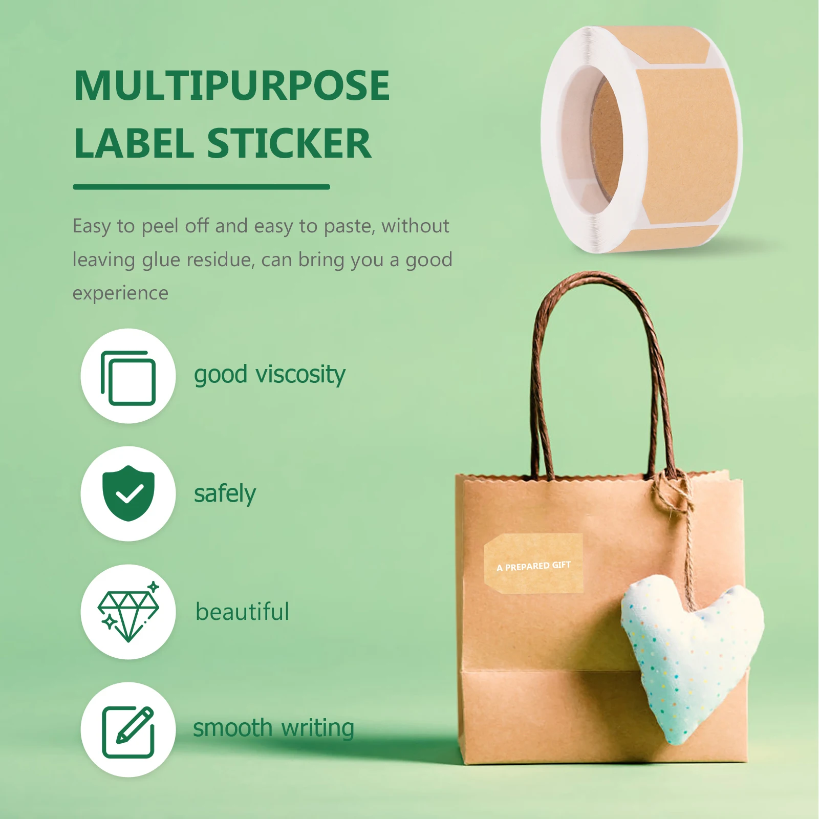 

2 Rolls Blank Stickers Thick Kraft Paper Self-Adhesive Name Tag Stickers For Home Organization Sorting Replacement