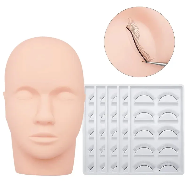 Practice Mannequin Head for Eyelash Extension Training False Eyelashes Extensions Mannequin Head Lashes Extensions Eyelid Kit