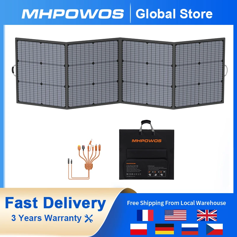 

MHPOWOS 220W Lightweight Portable Solar Panel 40V Foldable Solar Panel with Kickstands for RV,Camping, Power Supply Emergency