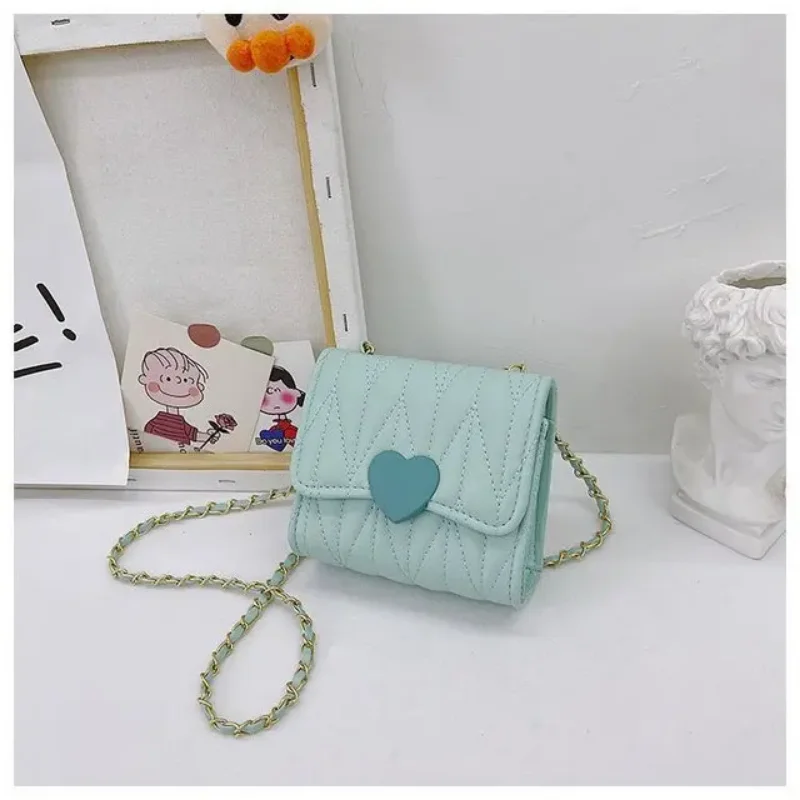 Heart Shape Small Shoulder Bags for Girls Kids Coin Purse and Handbags Lovely Children\'s Mini Square Messenger Bag Crossbody