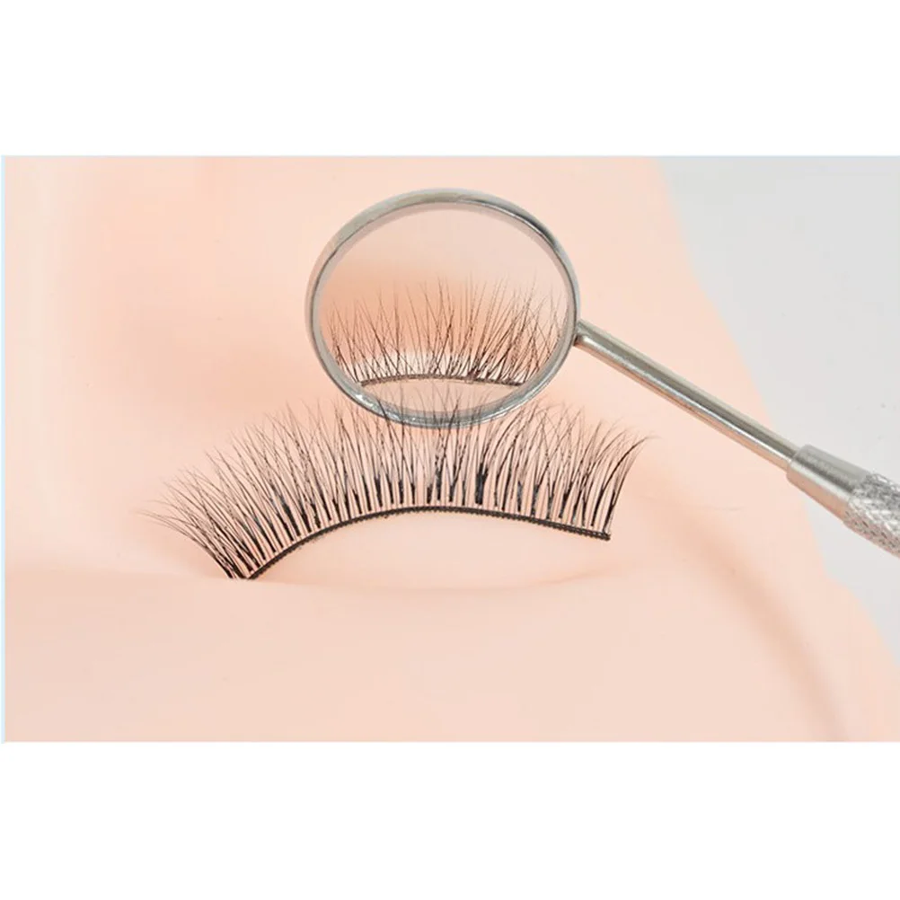 

2Pcs Eyelash Extension Mirror Stainless Steel Durable Lightweight Compact Non Slip Handle Professional Makeup Face