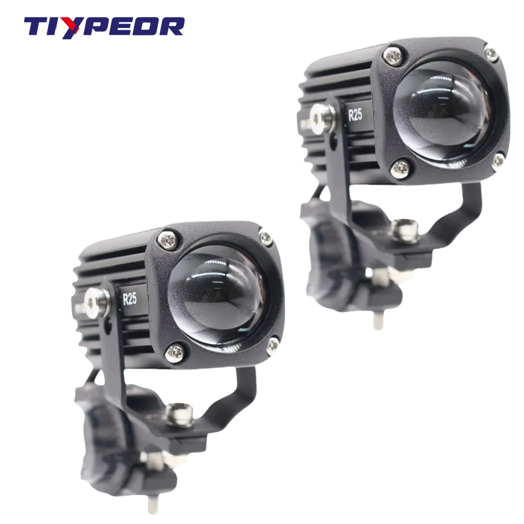 TIYPEOR Motorcycle Wireless Switch 50W Spotlight IP68 Waterproof Fog Light CNC Aluminum Hi/Lo Beam Auxiliary Driving Headlight