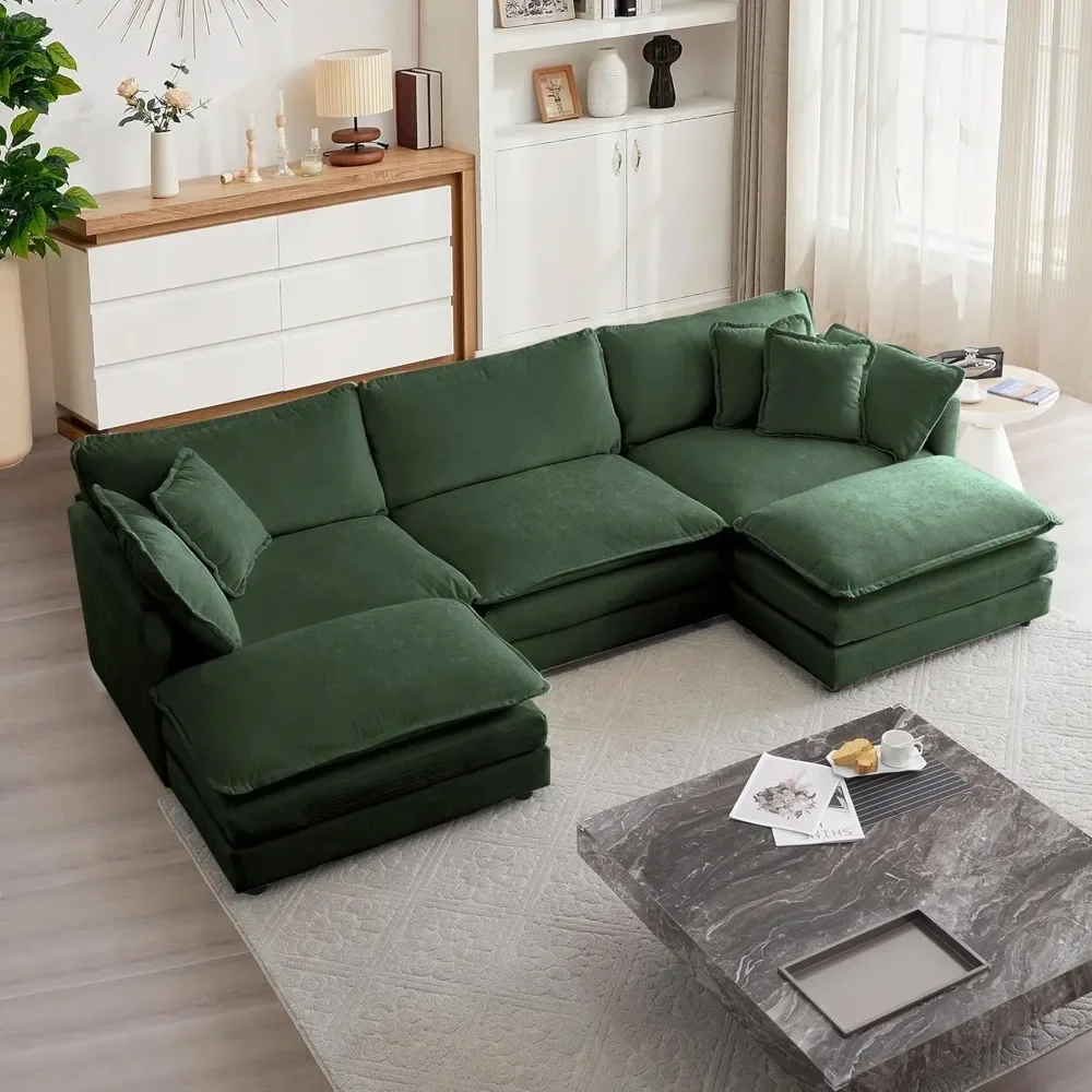 

Modular Sectional Sofa, 111.5 Inch U Shaped Couch Set for Living Room, 3-Seater Comfy Cloud Couches