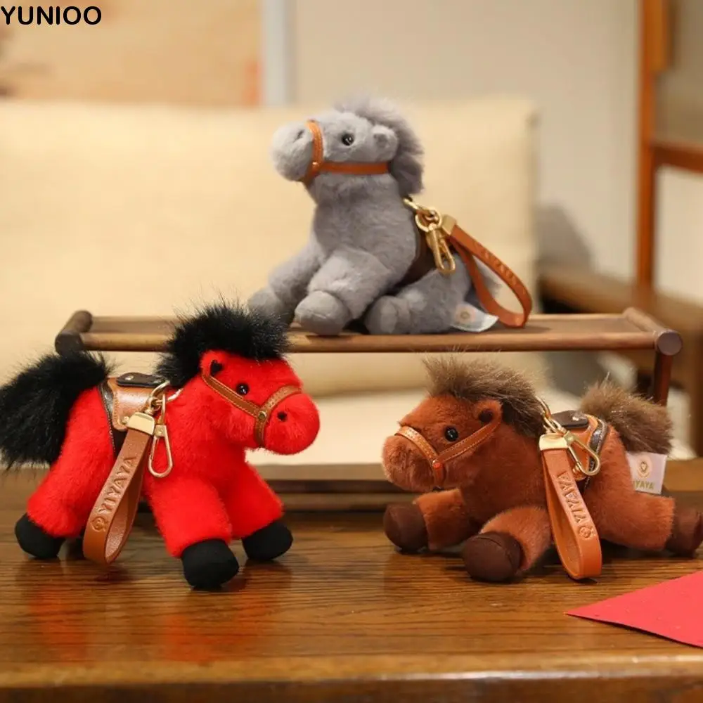 

Cartoon Horse Stuffed Toy Keychain Keyring Stuffed Pony Plush Doll Pendant Cute Soft Simulation Horse Toy Keychain