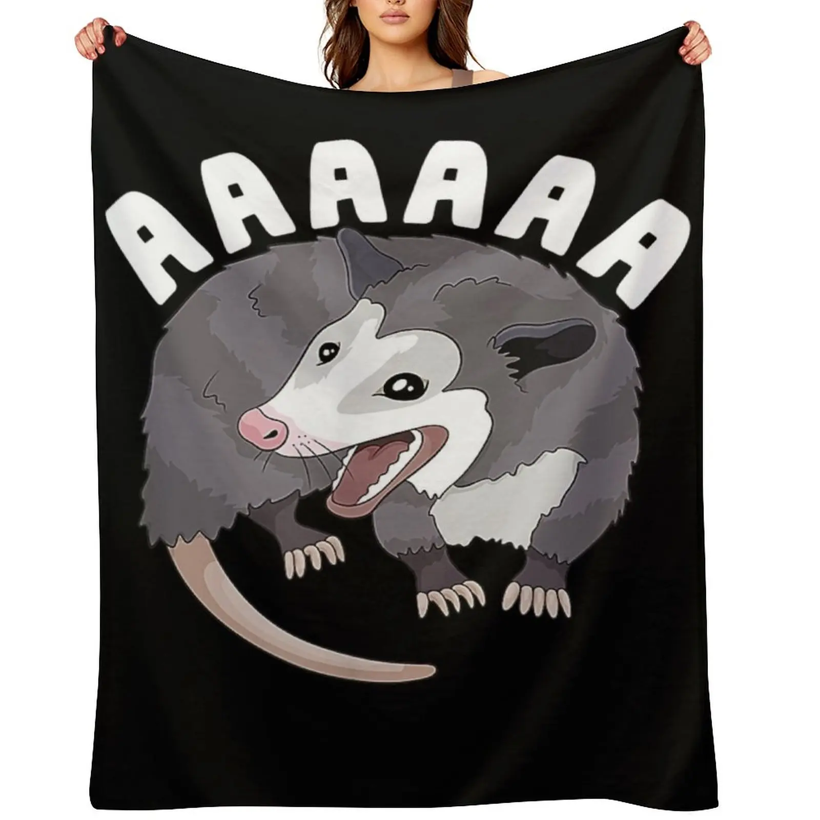 

AAAAAA Screaming Opossum Stressed Possum Funny Dank Meme Throw Blanket Flannel Luxury Bed Fashionable Blankets