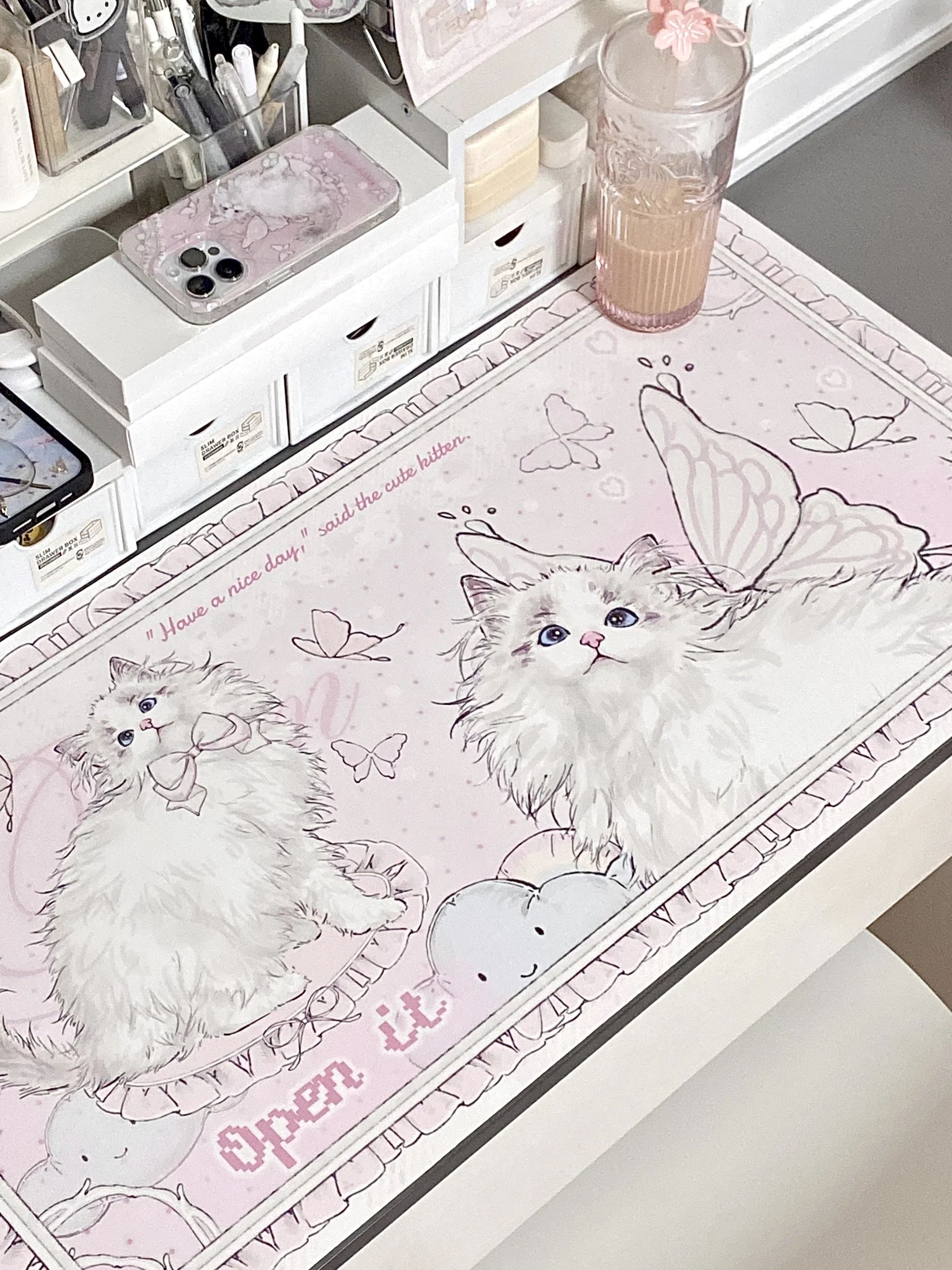 

Sweetheart Ragdoll Original PU Leather Desk Mat | XXL Pink Waterproof Large Mouse Pad for Study, Cute Girl's Office Decor