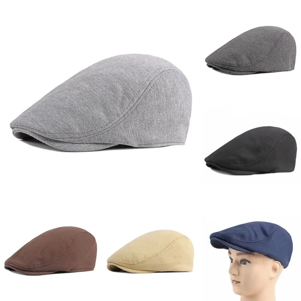 Knitted Golf Hats Simple Solid Color Casual Beret Driving Vintage Men\'s Flat Cap Outdoor