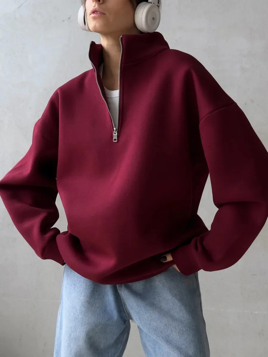 Sweat à capuche à manches longues pour femmes, rétro américain, demi-fermeture éclair, Patch Alphabet, mode de sortie, haut de marque tendance, vêtements pour femmes