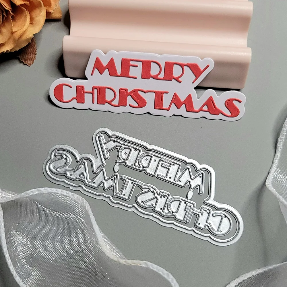 Word Merry Christmas Metal Cutting Dies for Scrapbooking DIY Album Educational Embossing Greeting Card Die Cuts Letter Christmas