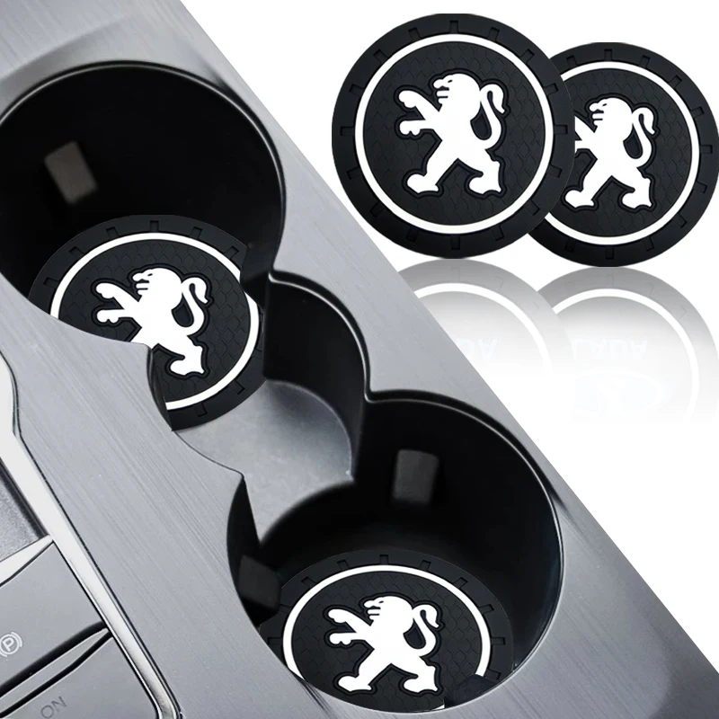 

2PCS Car Cup Holder Inserts- Anti-Slip Silicone Coaster For Peugeot 206 207 208 308 508, Waterproof Non-Slip Pad Car Accessories