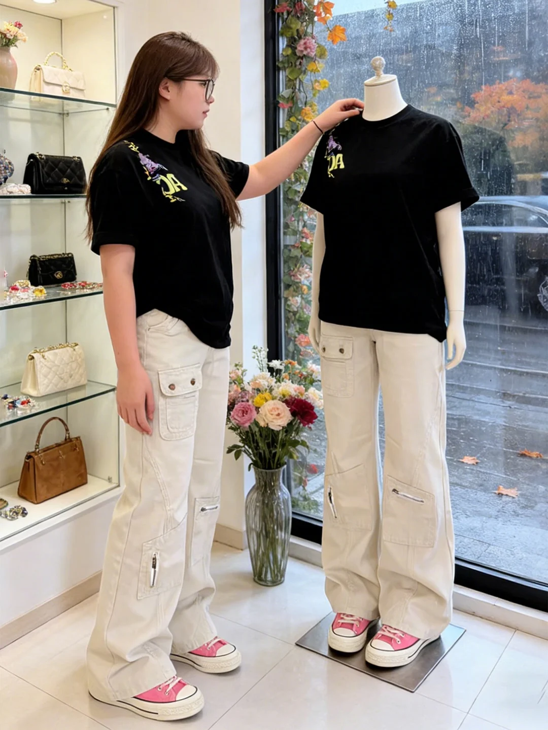 

Джинсы-брюки американского стиля больших размеров с высокой талией и широкими штанинами, скрывающие бедра, корректирующие фигуру для женщин