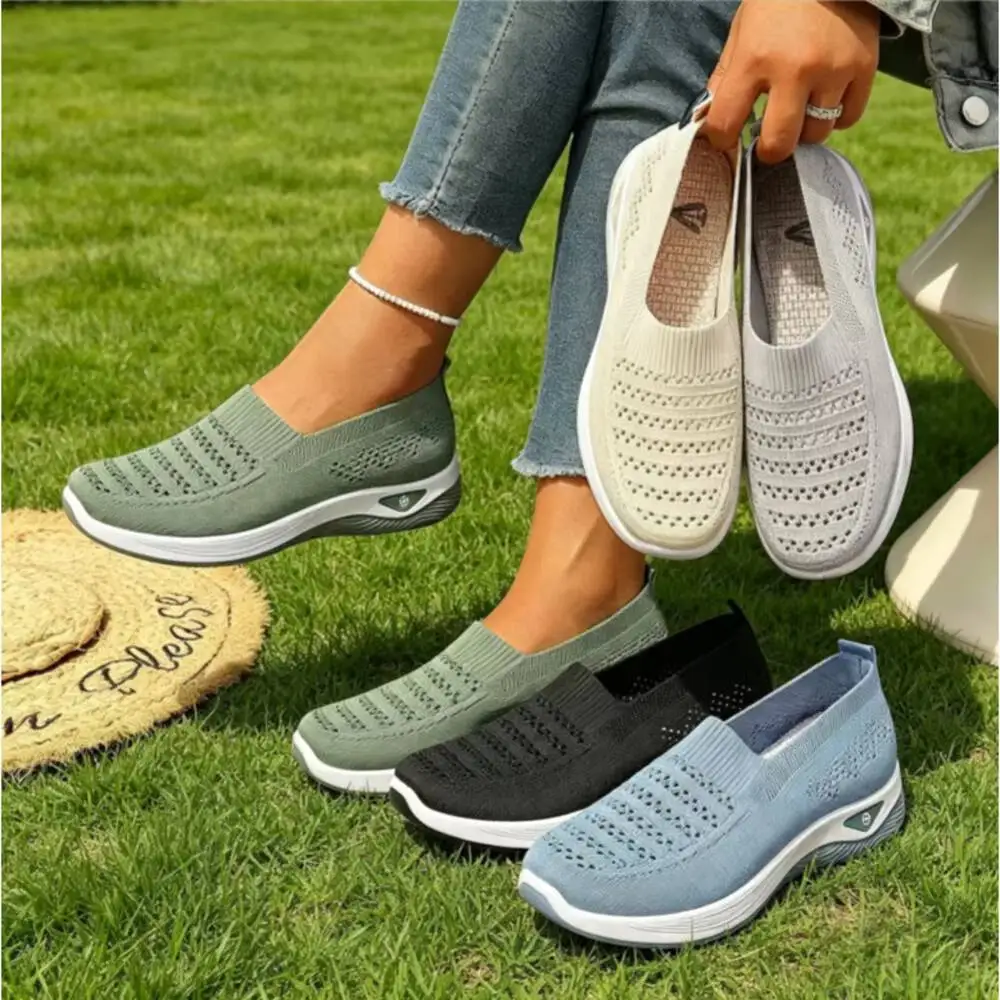 

Spring Summer Women's Lightweight Knit Walking Shoes Breathable Casual Sneakers Non-Slip Outdoor Daily Commute Footwear