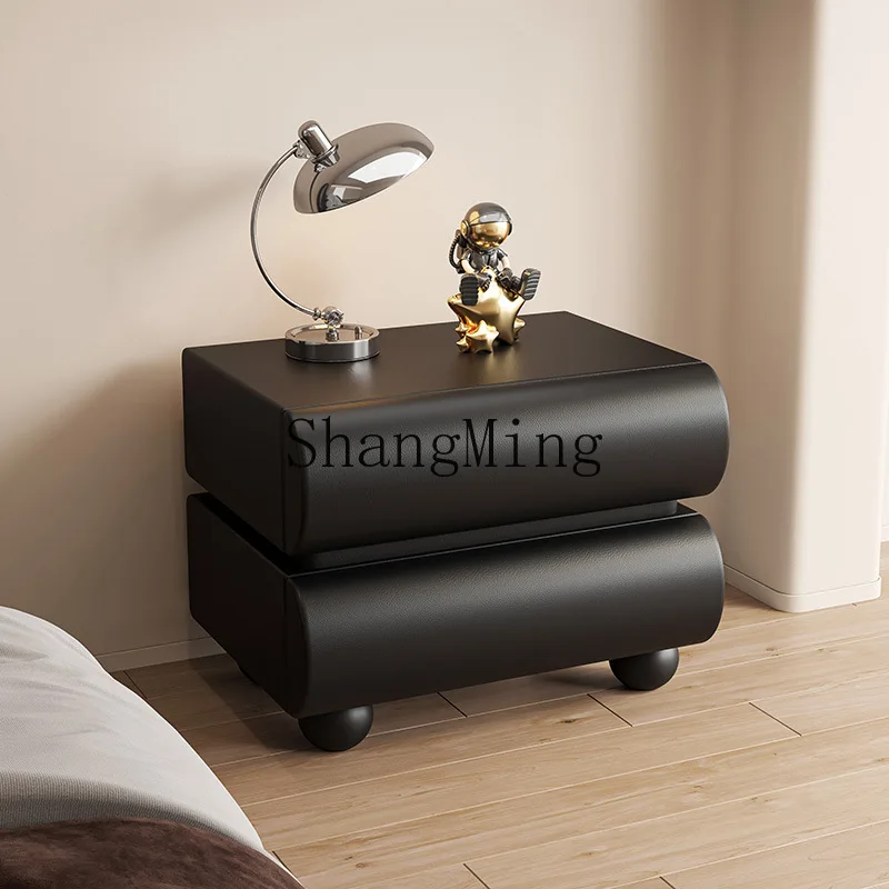 

SM simple modern solid wood cream wind bedside table minimalist light luxury high-end bedside storage cabinet