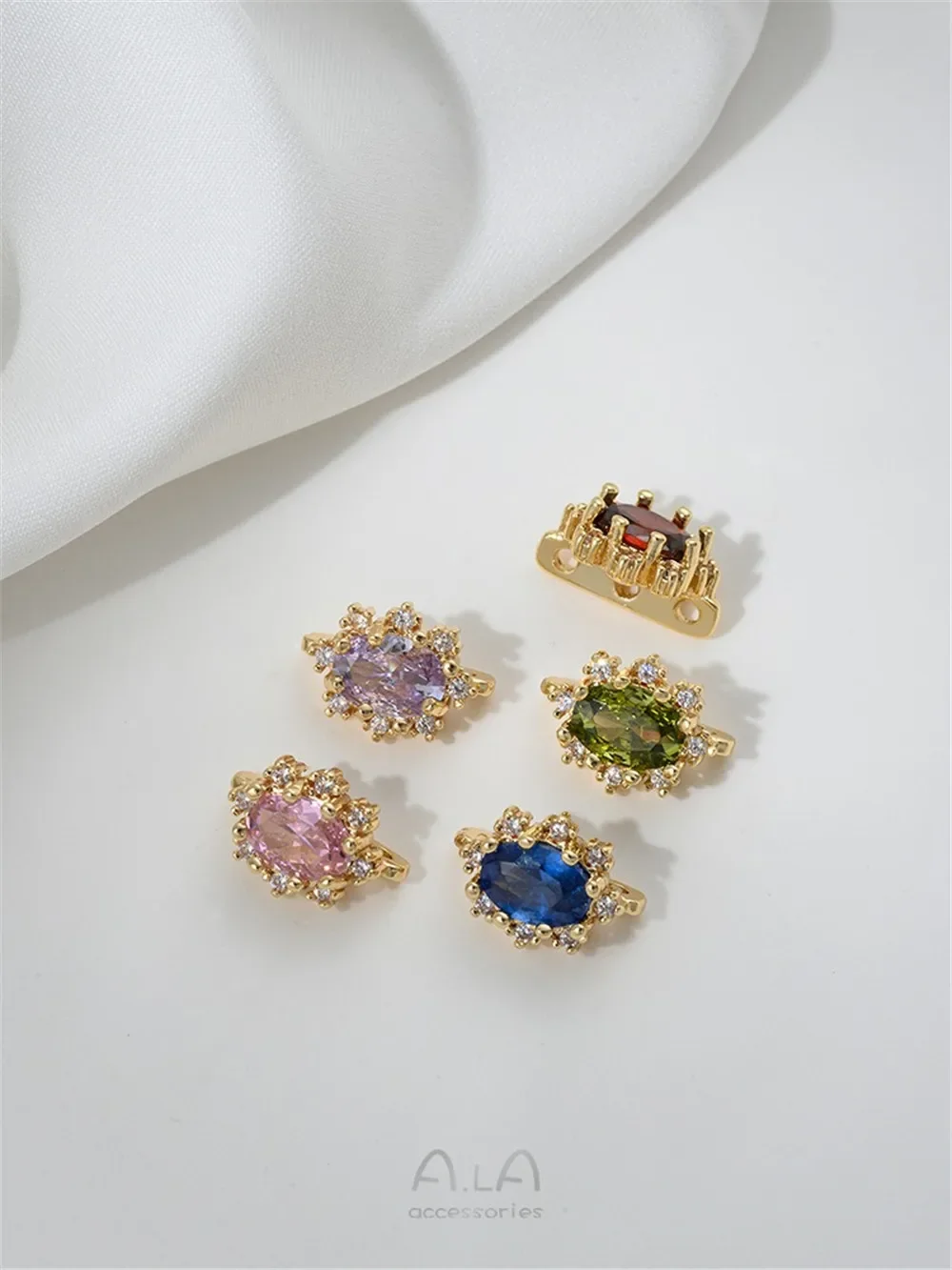 Circonio de color ovalado con incrustaciones de oro de 14K, doble fila, cuentas separadas de tres filas, accesorios hechos a mano, pulsera, Material de joyería