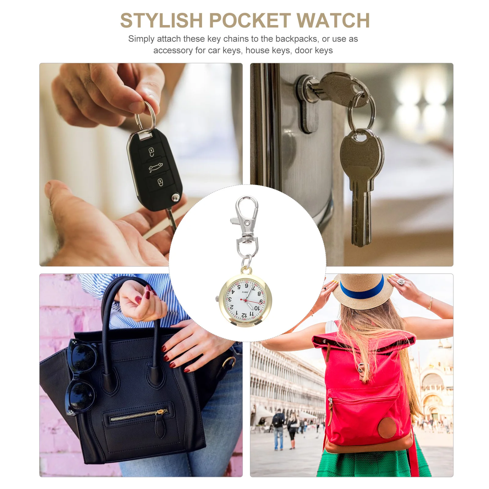 

Simple Metal Nurse Pocket Watch Portable Durable Stainless Steel Glass Easy to Read Timepiece Great for Work and Gifts