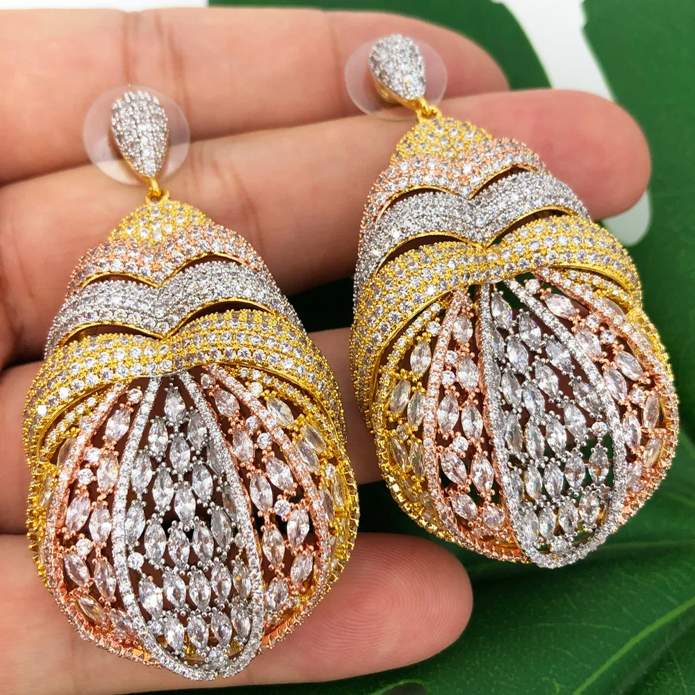 

Missvikki Luxury Big Gorgeous Drop Earrings Trendy Cubic Zircon Indian Earrings for women Wedding Engagement Party JEWELRY GIFT