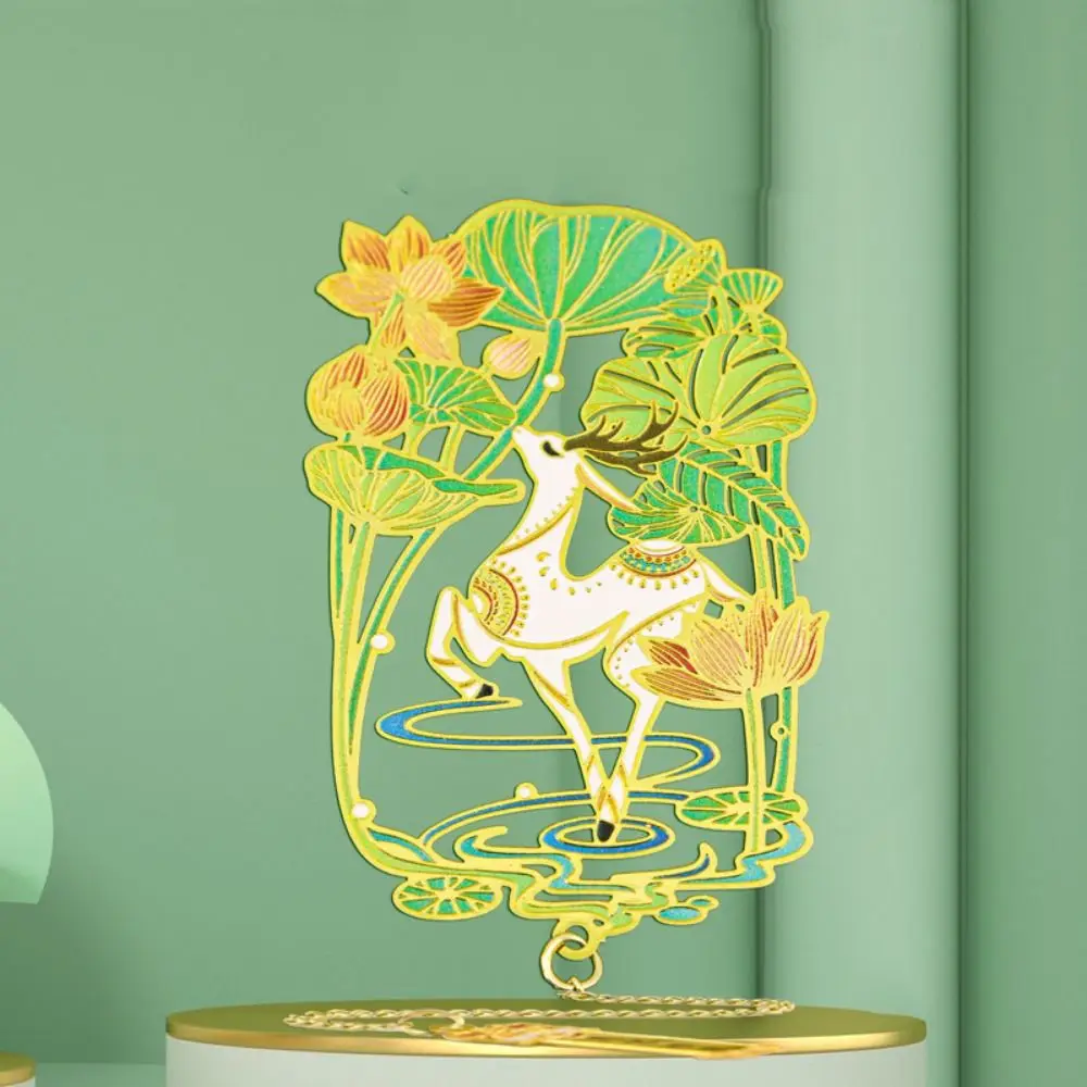 

12 Month Hollow Metal Bookmarks Tassel Pendant Carving Retro Chinese Beasts Bookmark Gift Metal Hollow Out Metal Bookmark