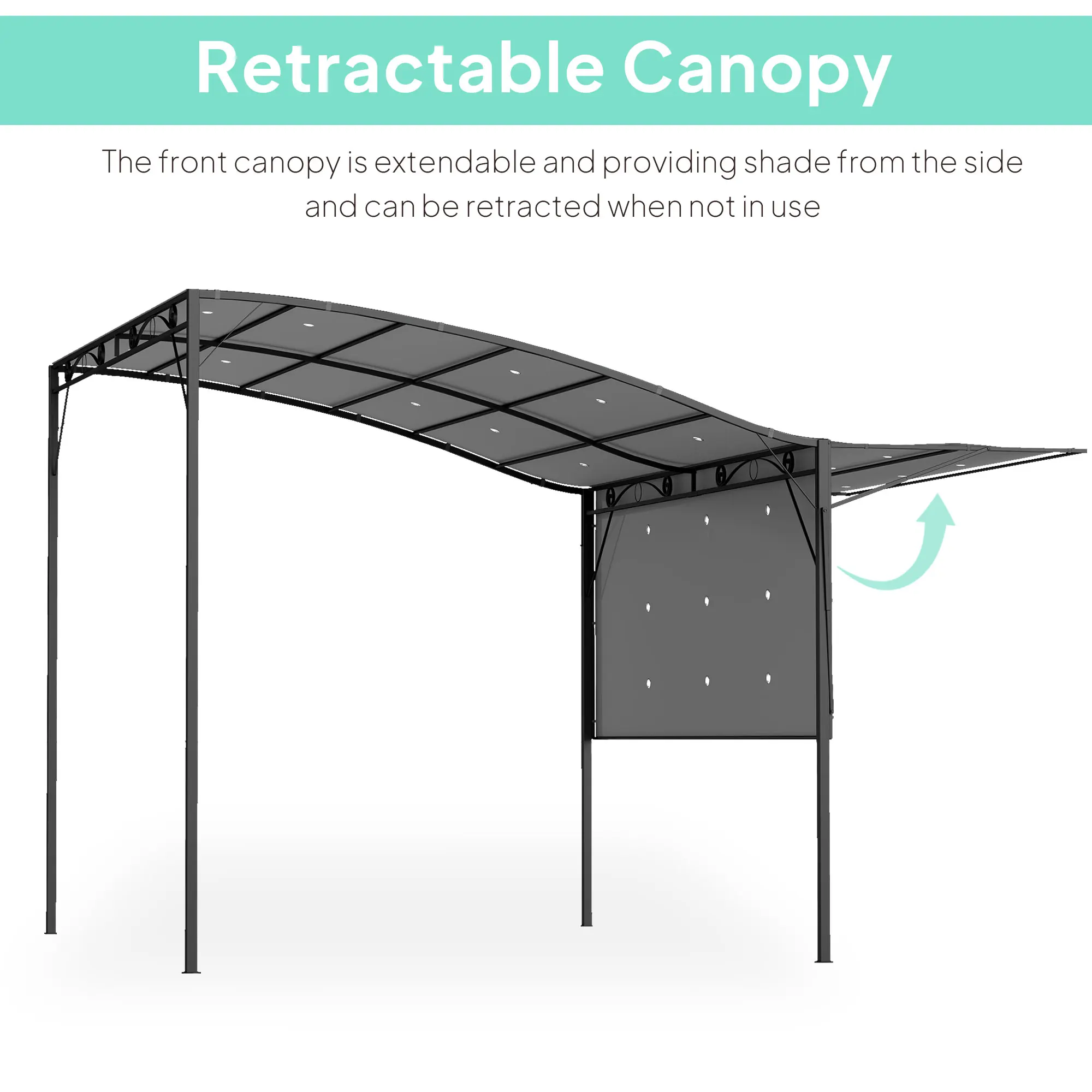 10' x 8' Outdoor Pergola and Patio Gazebo for Garden, Camper, Deck, Doors and Windows, Dark Gray view 4