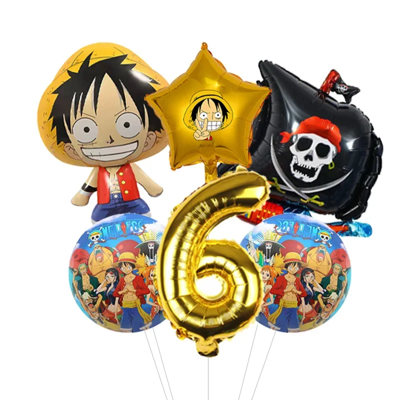 Jungen Anime Geburtstags-Ballonpaket One Piece Luffy Folienballon mit Konfetti Latex-Bündel für Heimparty – Detail 16
