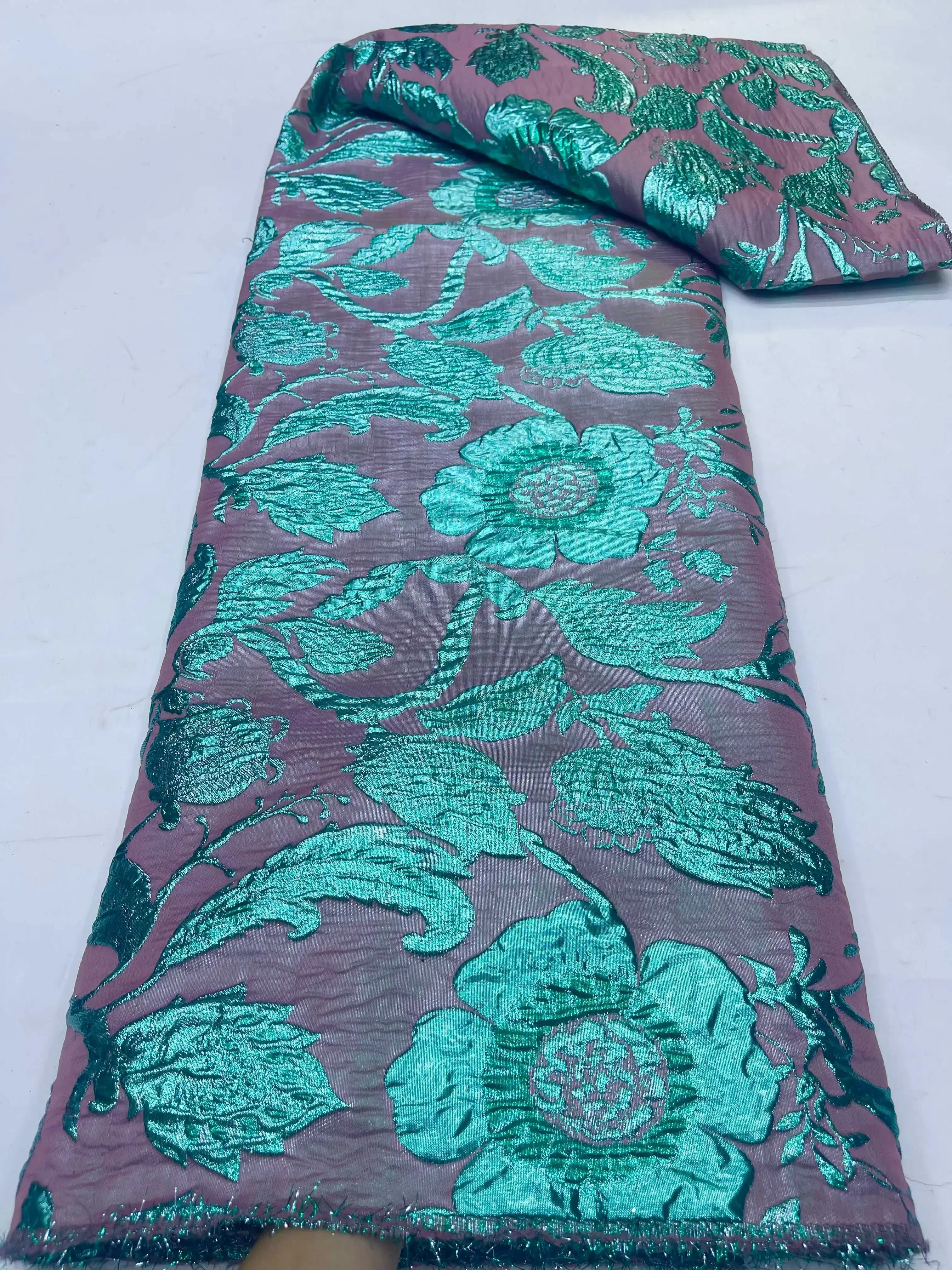 

2025 High Quality Brocade Latest African Jacquard Lace Fabric Embroidery Lace Fabric Nigerian For Women Party Dresses Sew AH1364