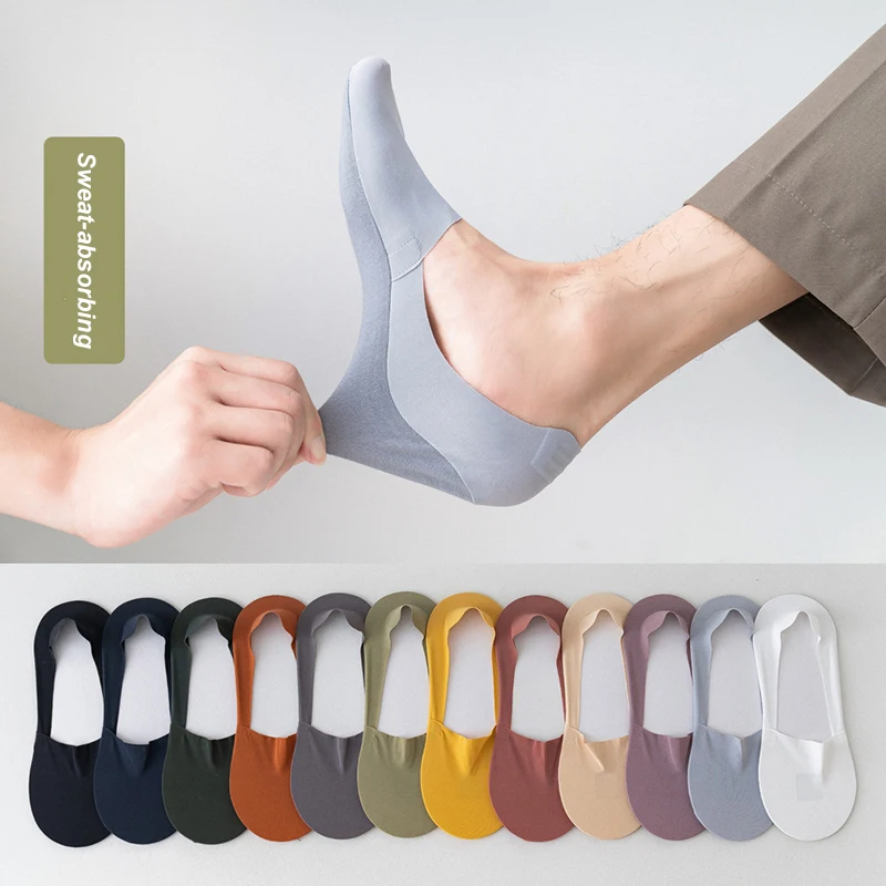 3 Pairs Summer Men Socks Cotton Show Low Cut Ankle Silicone Non-slip Invisible Woman Shoe Slippers Thin Comfortable Short Sock