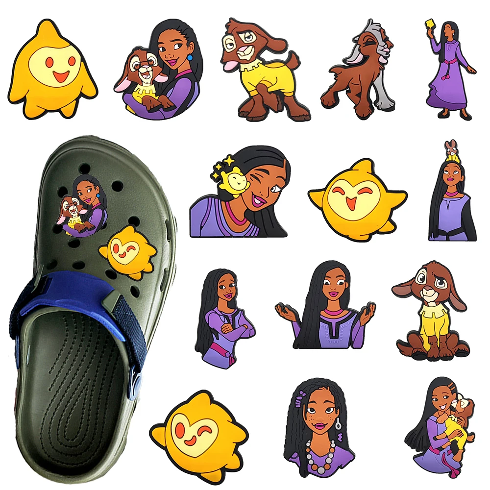 Hot sales 14pcs Cartoon Disney Wish Series PVC Shoe Accessor