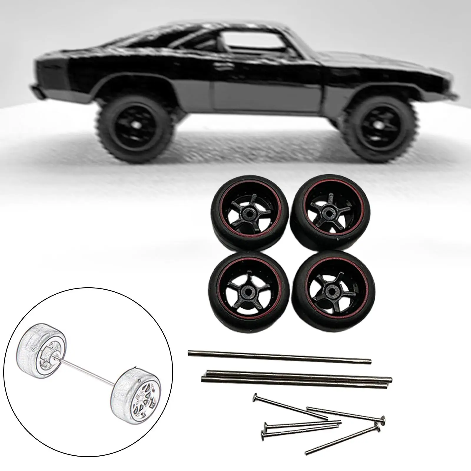 إطارات سيارات التحكم عن بعد بمقياس 1:64، جنوط معدنية، قطع غيار بديلة، ملحقات للسيارات الصغيرة التي تعمل بالتحكم عن بعد، سهلة التركيب