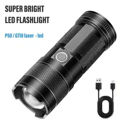 Powerful LED Flashlight Camping Torch ABS + Plastic Material Telescopic Zoom With Tail COB Floodlight Multiple Lighting Modes