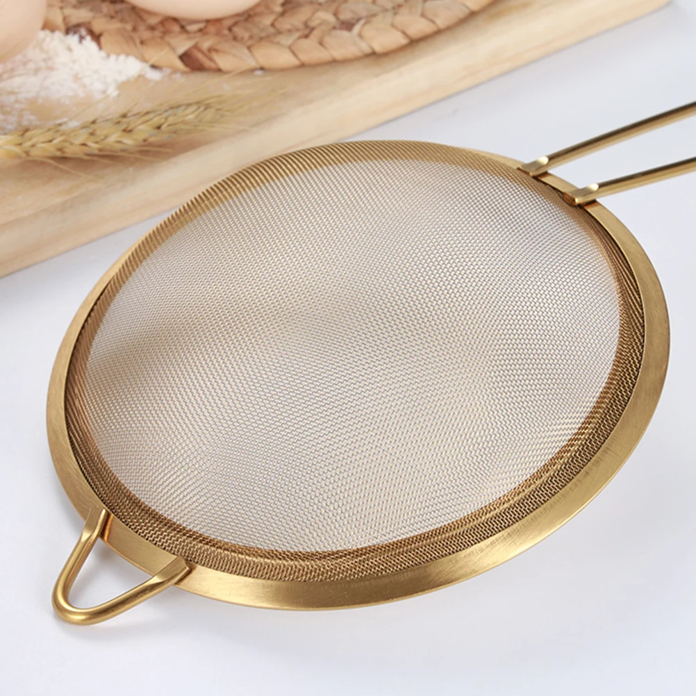 

3pcs Stainless Steel Mesh Strainer Set 12cm 14cm 16cm Golden Fine Sieve Colander Food Strainer Baking Cooking Tools Flour Sieve