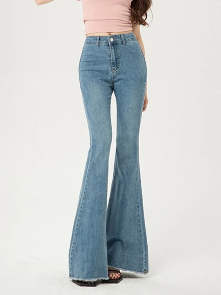 Bow Tie Jeans Women's American Vintage Three-dimensional Micro-large Summer Thin Pants New High-waisted Skinny Hip Flare Pants