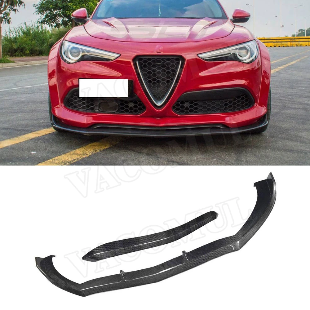 

JCYECF Carbon fiber Front Lip Spoiler Splitter For Alfa Romeo Stelvio 2017 2018 2019 Head Bumper Chin Shovel Car Styling