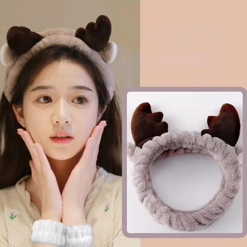 Soft Wash Face Hairbands Headband Women Cartoon Kawaii Plush Elastic Hair Bands Hair Accessories Girls Sweet Cute Headwear