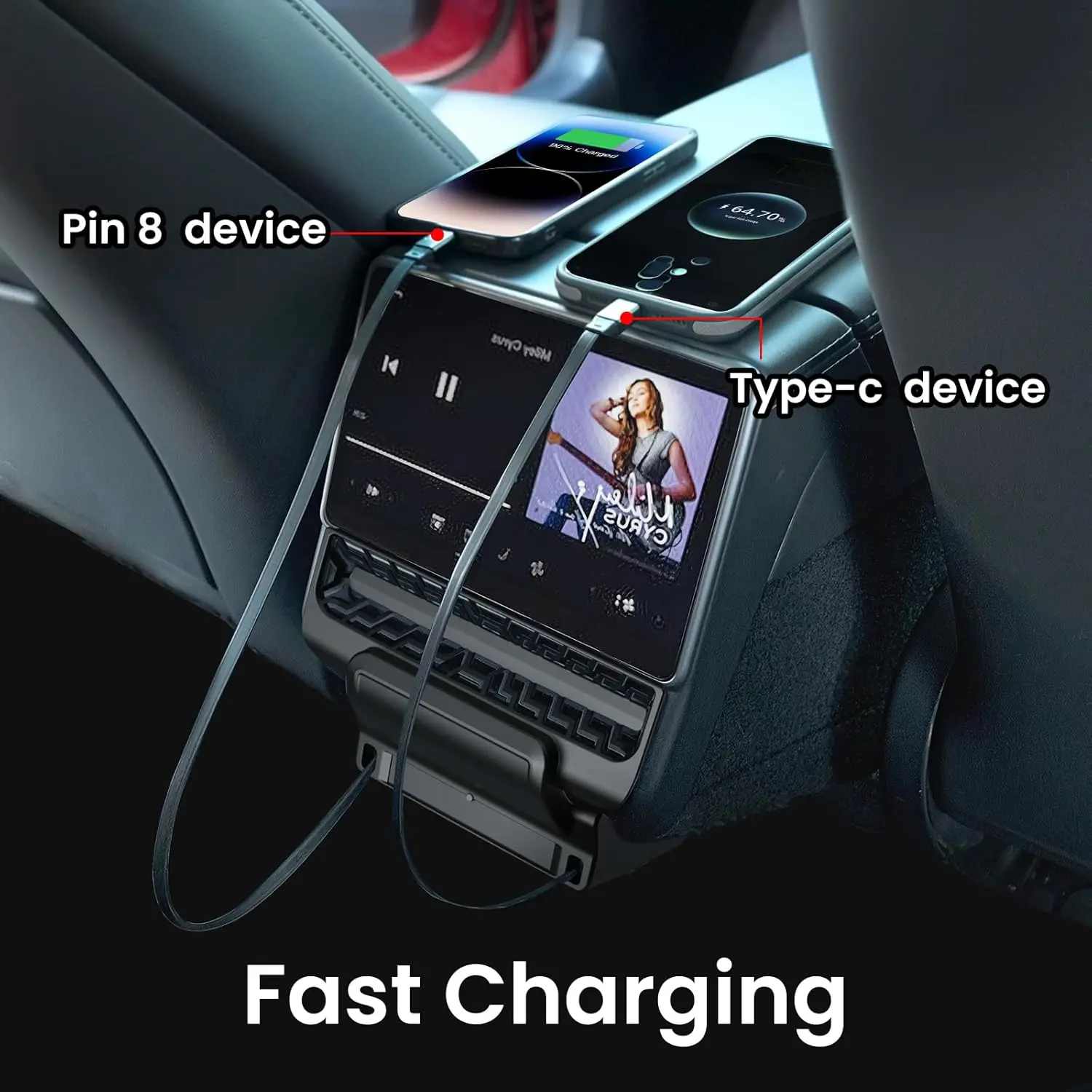 

For Tesla Model Y 2025 Juniper Model 3 Highland 2024 Rear Air Vent 27W Quick Charger USB Shunt HUB Power Splitter Type-C Charger