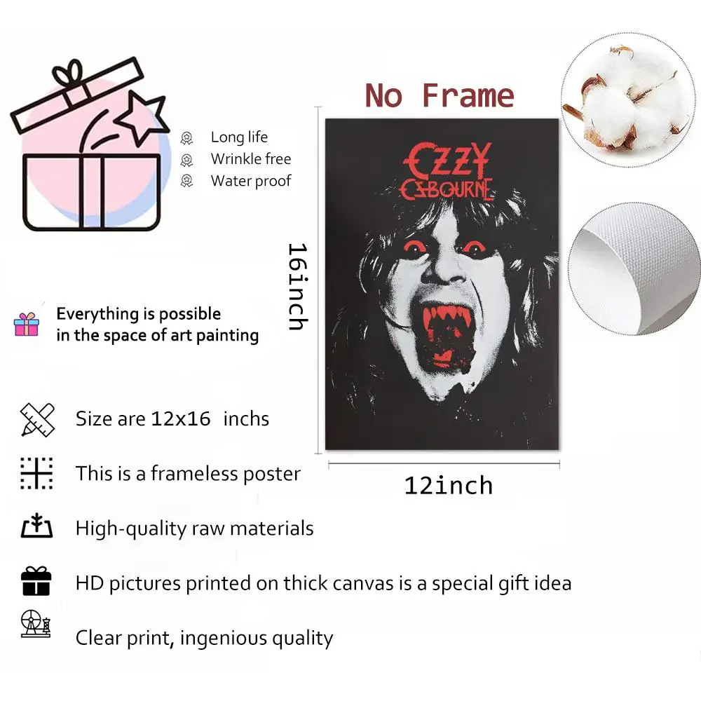 Singer Legendmetal Ozzy Osbourne Painting Calligraphy Canvas Print Wall Mural for Living Room Decor Gifts