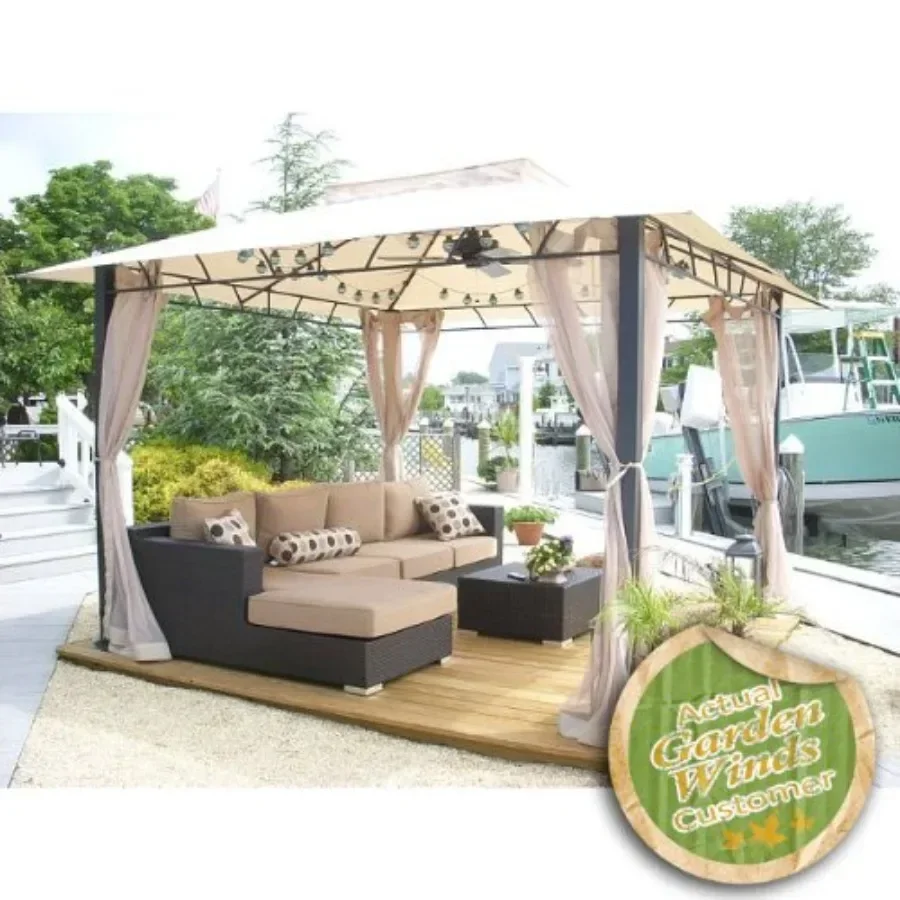 Replacement  Top Cover for Target Wellington Gazebo - RipLock 500 Outdoor Patio Shelter Weather Resistant Polyester Fabric Beig
